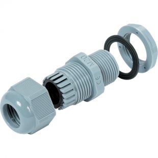 20mm IP68 6.0mm - 12.0mm Dome Top Compression Gland + Washer & Nut Grey